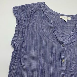 Becaal Blue & White Stripe Button Up Blouse Small